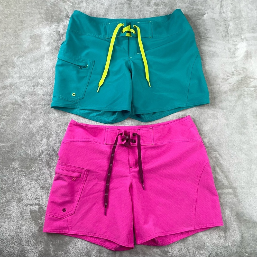 Athleta Turquoise and Magenta Board Shorts Size 2